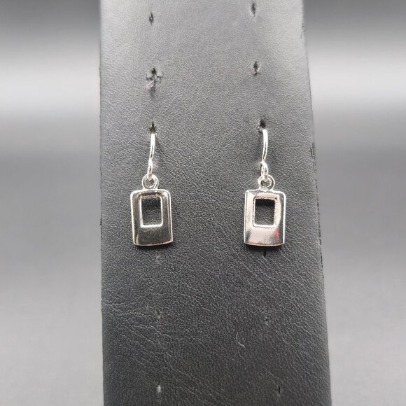 Jewelry - Sterling Silver Bright Cutout Simple Shape Dangle Earrings A6438